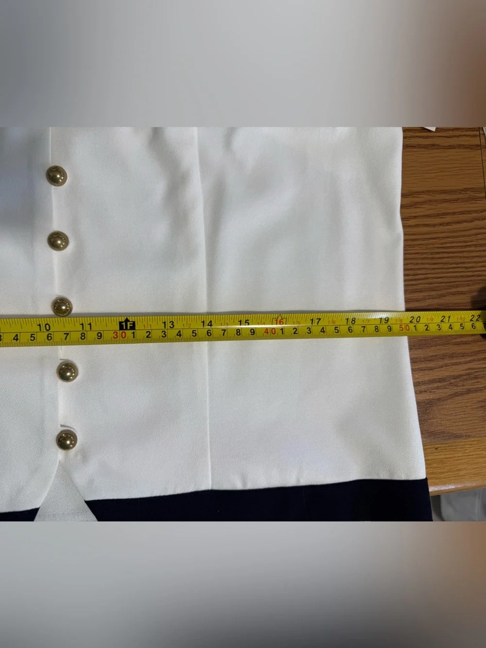 Career Pant Set -Sleeveless White & Navy, Gold Buttons -Matching Navy Pants NWT